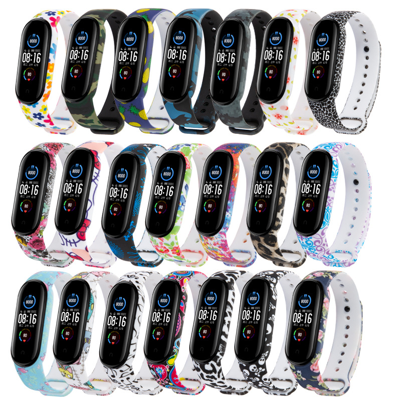 Dây Đeo Thay Thế Chất Liệu Silicon Hoạ Tiết Hoạt Hình Cho Xiaomi Mi Band 5  band5 strap