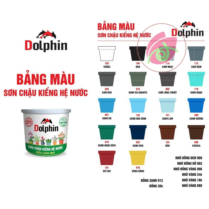 Sơn chậu kiểng màu đen bóng hệ nước DOLPHIN 1kg