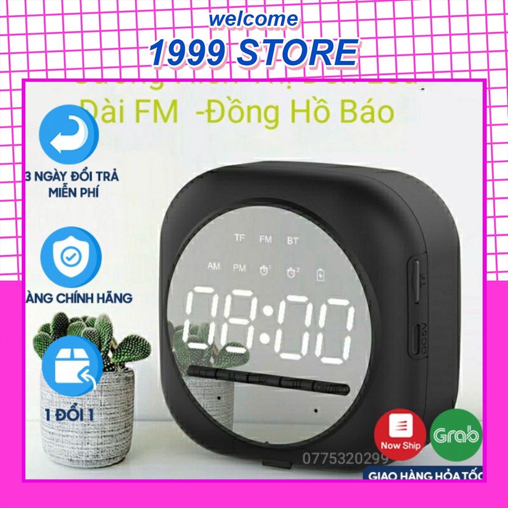 [Mẫu Mới Nhất 2020]Loa Bluetooth Q12 Đài FM Tích Hợp Đồng Hồ Báo Đài FM Màn Hình Tráng Gương