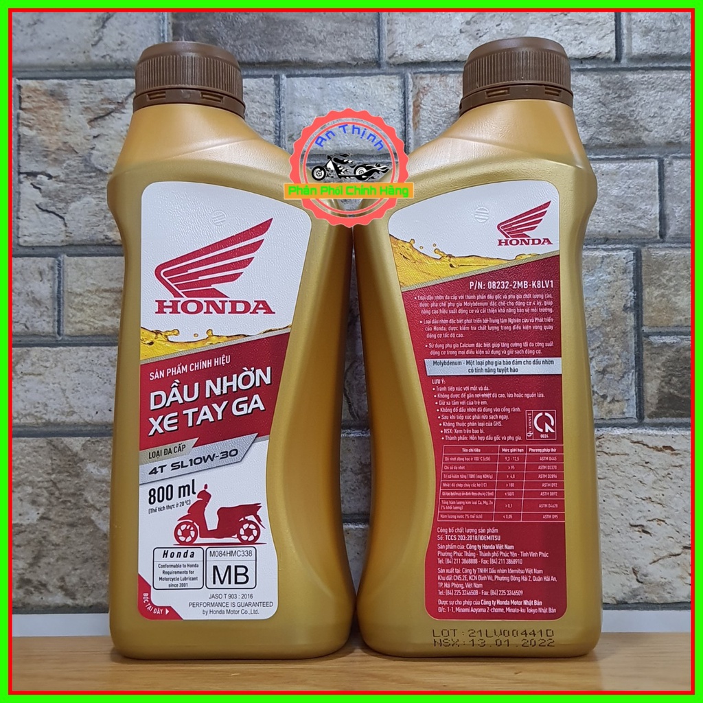 DẦU NHỚT TAY GA HONDA Chính Hiệu 10W30 800ML-Tem 2 Lớp Chống Giả