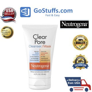 [Hàng Mỹ] Sữa rửa mặt - mặt nạ bùn đất sét 2 trong 1 Neutrogena Clear Pore 2-in-1 Facial Cleanser & Clay Mask 4.2oz 125m