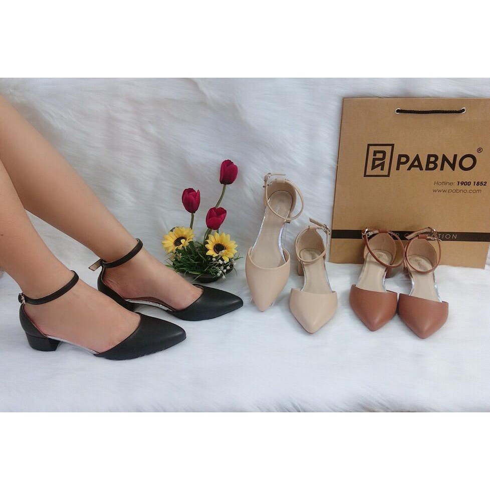 Giày sandal nữ basic mũi nhọn cao 4cm PABNO -BH 12 Tháng- PN416