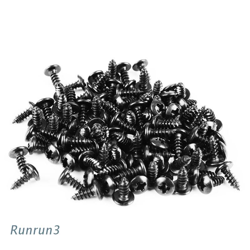 Bộ 100 ốc vít M3 bằng thép màu đen hình oval đầu tròn