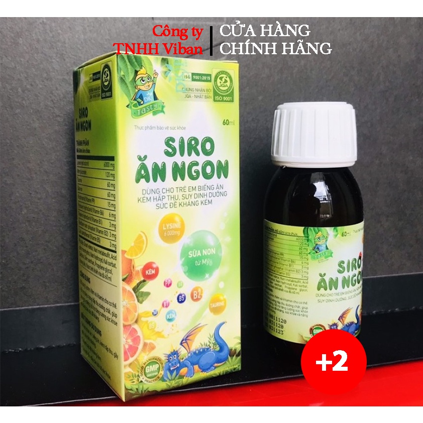 2 chai Siro ăn ngon TASTY 60ml cho bé Ăn ngon, kích thích vị giác, tăng cường hấp thụ - Dkpharma