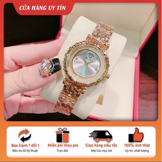 Đồng hồ thời trang nữ, đồng hồ đeo tay đẹp versace dây kim loại cao cấp chống nước