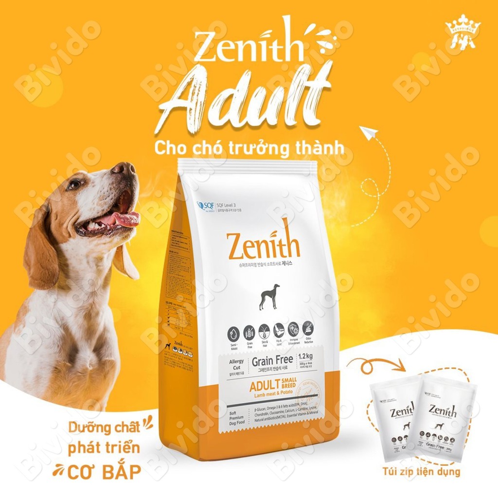 Thức ăn hạt mềm chó lớn Zenith adult túi 1.2kg - Bivido