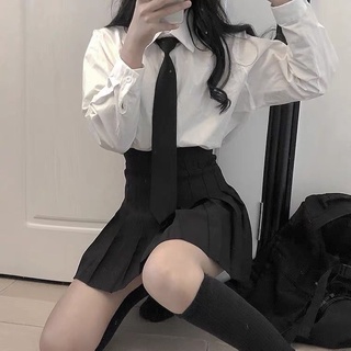 [ Order taobao] ( sẵn) Áo sơ mi trắng kèm cà vạt đen basic ullzang
