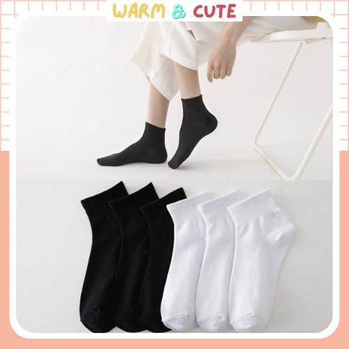Tất vớ nam nữ cotton thoáng khí cotton cổ ngắn co giãn loại 1 Warm&Cute AD43