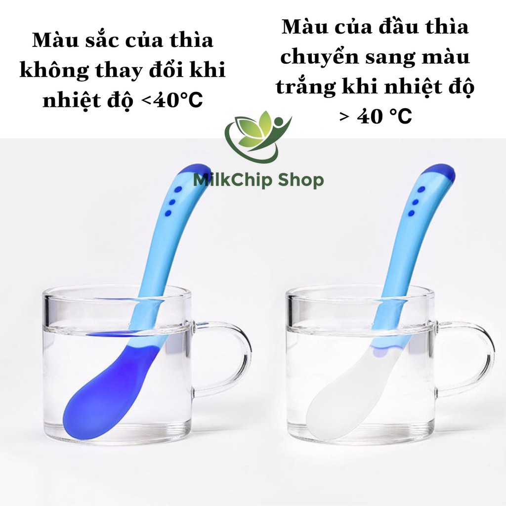 Thìa ăn dặm báo nóng cho bé ăn ngoan an toàn, ngon miệng, chất liệu silicon A001