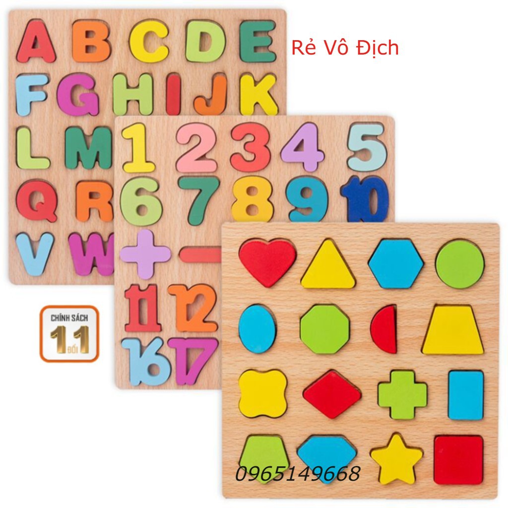 Bảng chữ cái in nổi bằng gỗ thịt cho bé vừa chơi vừa học