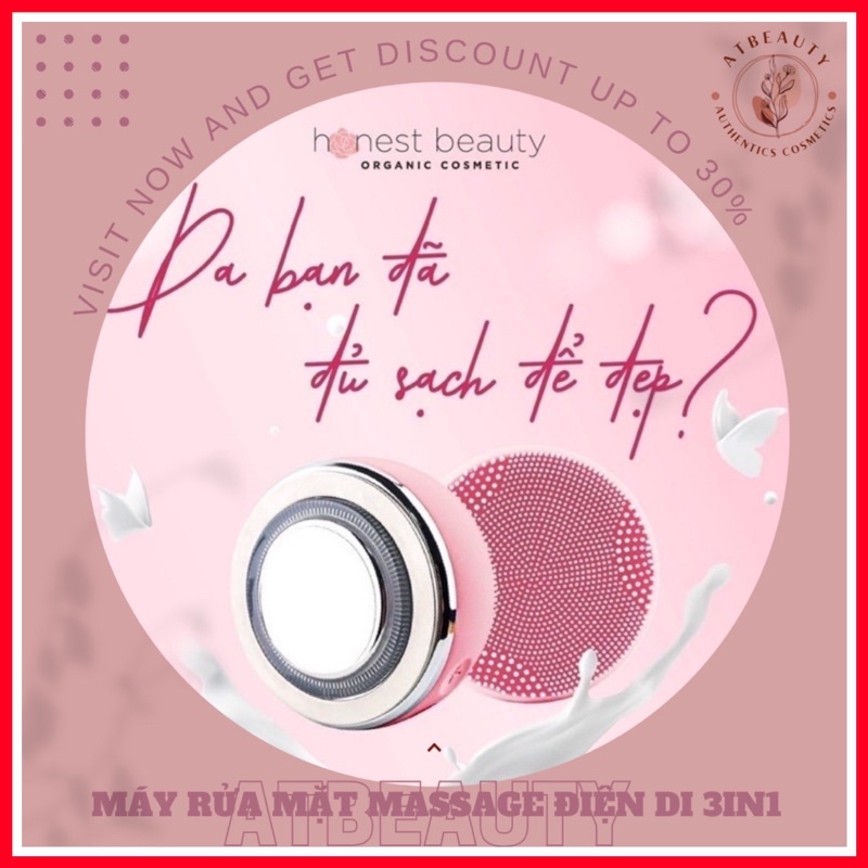 Máy rửa mặt honest beauty massage, điện di, nâng cơ làm sạch sâu, trẻ hoá da