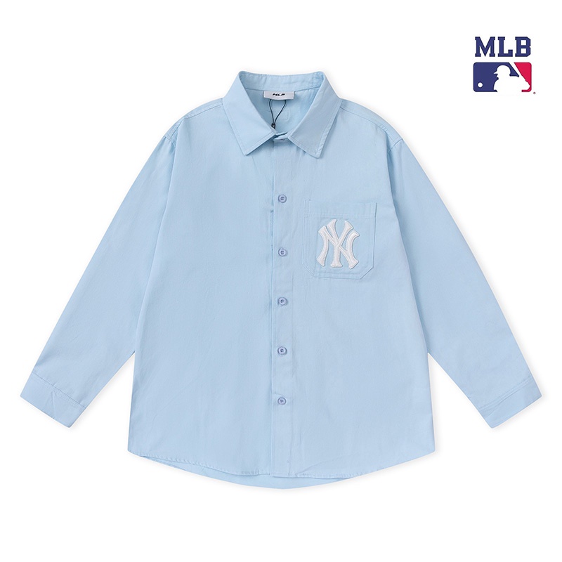 ❤❀  ❤ Áo Sơ Mi Tay Dài Thêu Họa Tiết MLB NY Phong Cách Retro Mới Cho Cặp Đôi