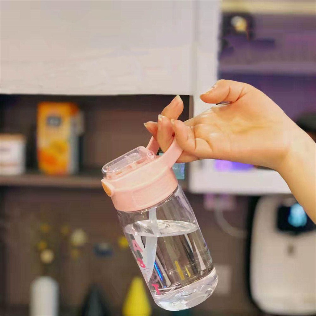 Bình Nước 450ML Chống Tràn Họa Tiết Hoạt Hình Dễ Thương Cho Bé