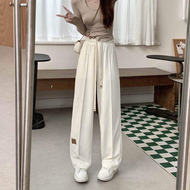 SUXI Quần Dài Lưng Cao Ống Rộng Màu Sắc Đơn Giản Thời Trang Mùa Thu Cho Nữ