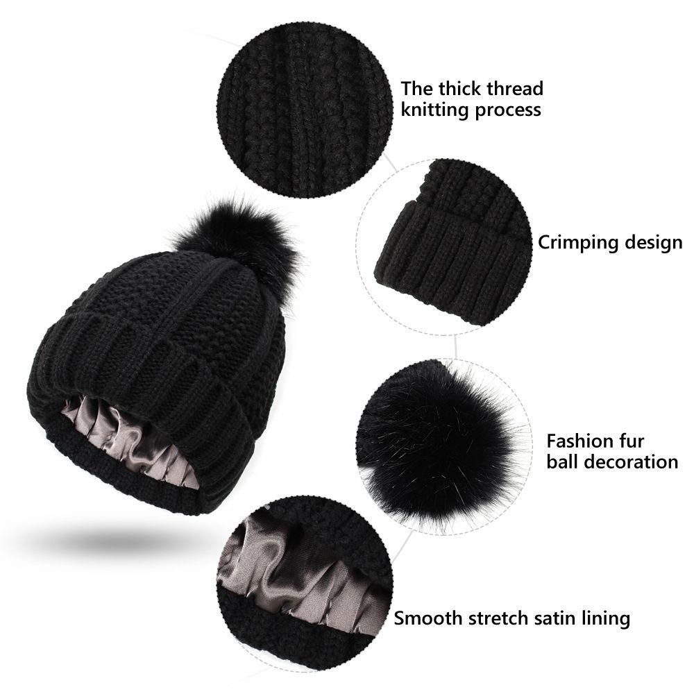 Mũ Beanie Mùa Đông Vải Satin Co Giãn Cho Nữ