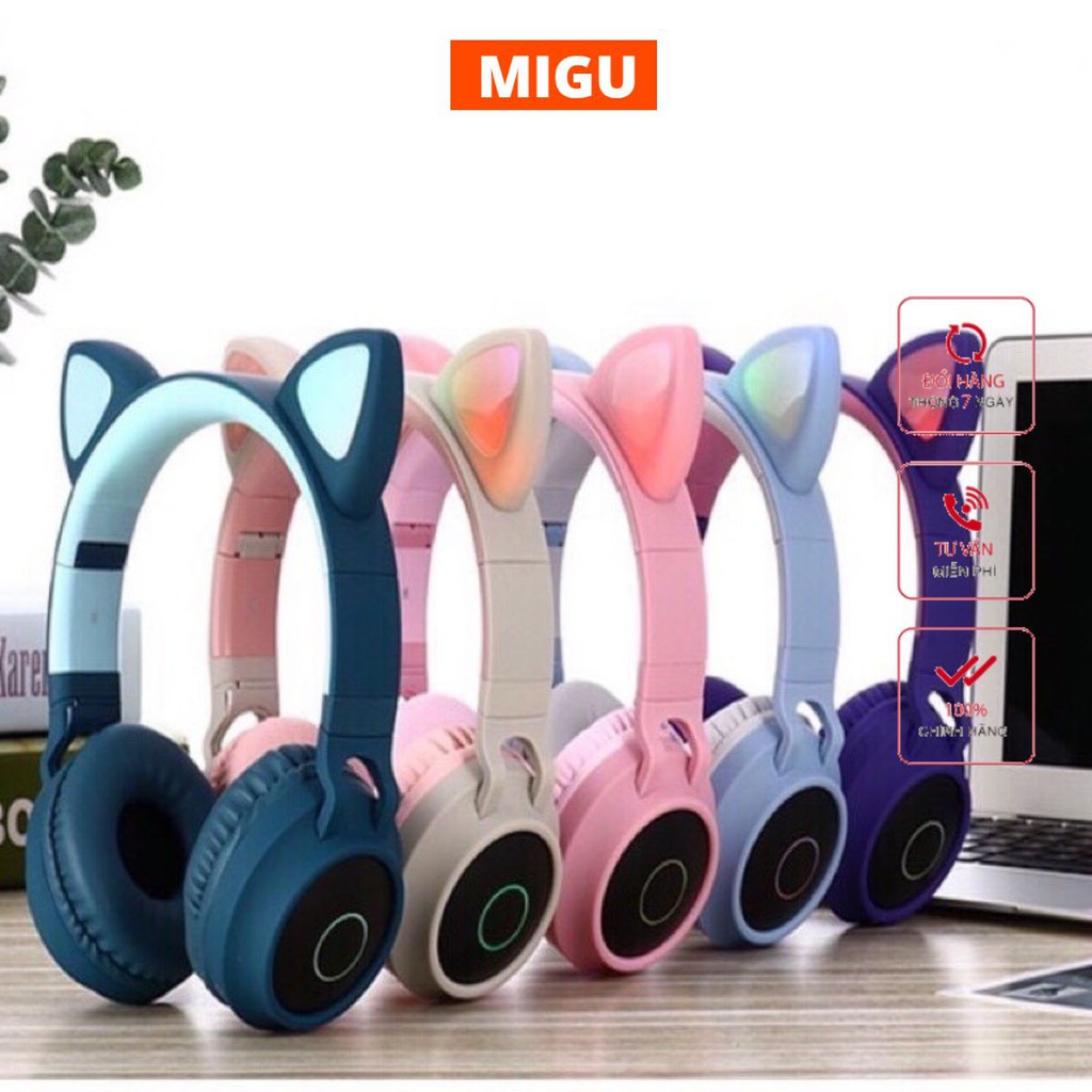 TAI NGHE MÈO BLUETOOTH CATEAR ĐÈN LED (có mic) CHO GAME THỦ, LIVE STREAM MIGU.VN