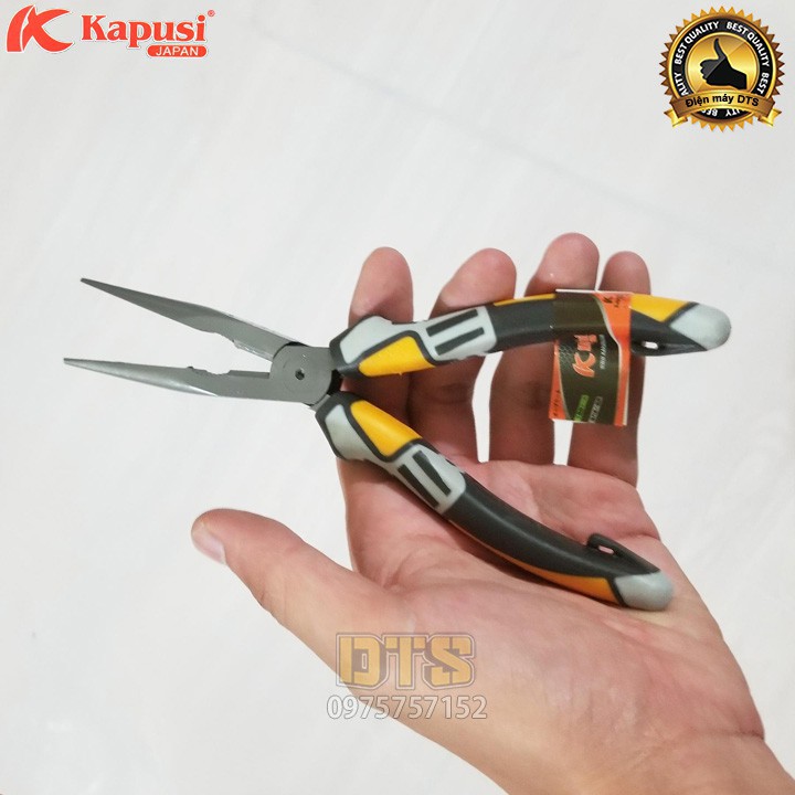 Kìm nhọn công nghiệp Nhật Kapusi JAPAN thép cao cấp CR-V 8 inch ,tiết kiệm 30% lực bấm giocongcu