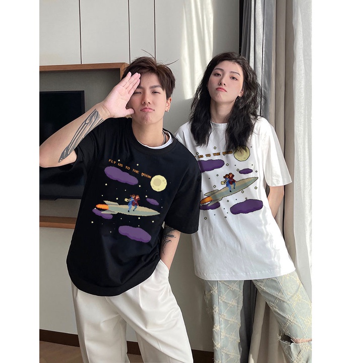 Áo thun Unisex form rộng đẹp tay lỡ kiểu hàn quốc chất vải cotton AT192 Miucho in hoạt tiết