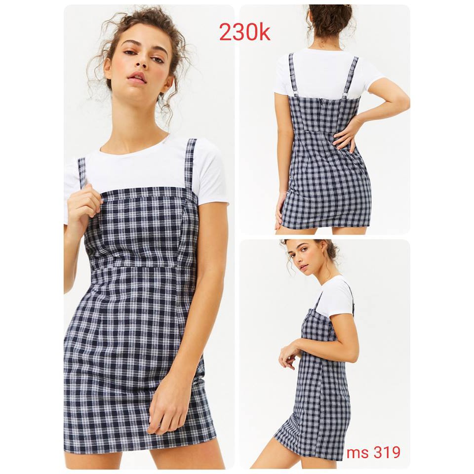 Đầm caro 2 dây F21