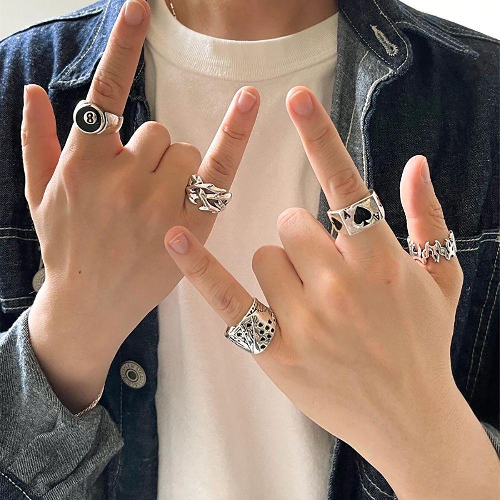 Bộ Nhẫn Hợp Kim Hình Trái Tim / Bướm Đơn Giản Thời Trang Cho Nam Và Nữ