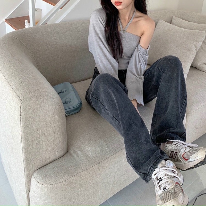 QUẦN JEANS ỐNG RỘNG LƯNG CAO