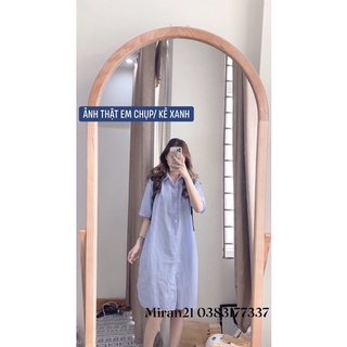 Váy Sơ Mi Dáng Dài Kẻ Nhỏ