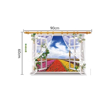 Decal dán tường cửa sổ hoa