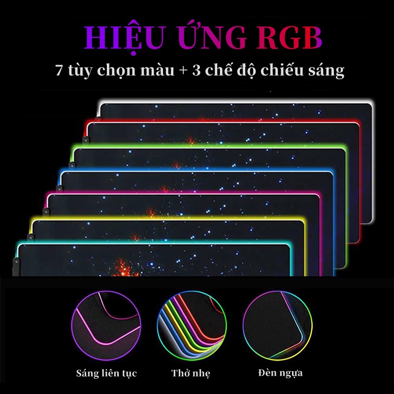 Miếng Lót Bàn Phím Đèn LED RGB Miếng Lót chuột Cỡ Lớn 80*30 Phát Sáng Nhiều Màu hình ảnh sắc nét siêu bền siêu rẻ