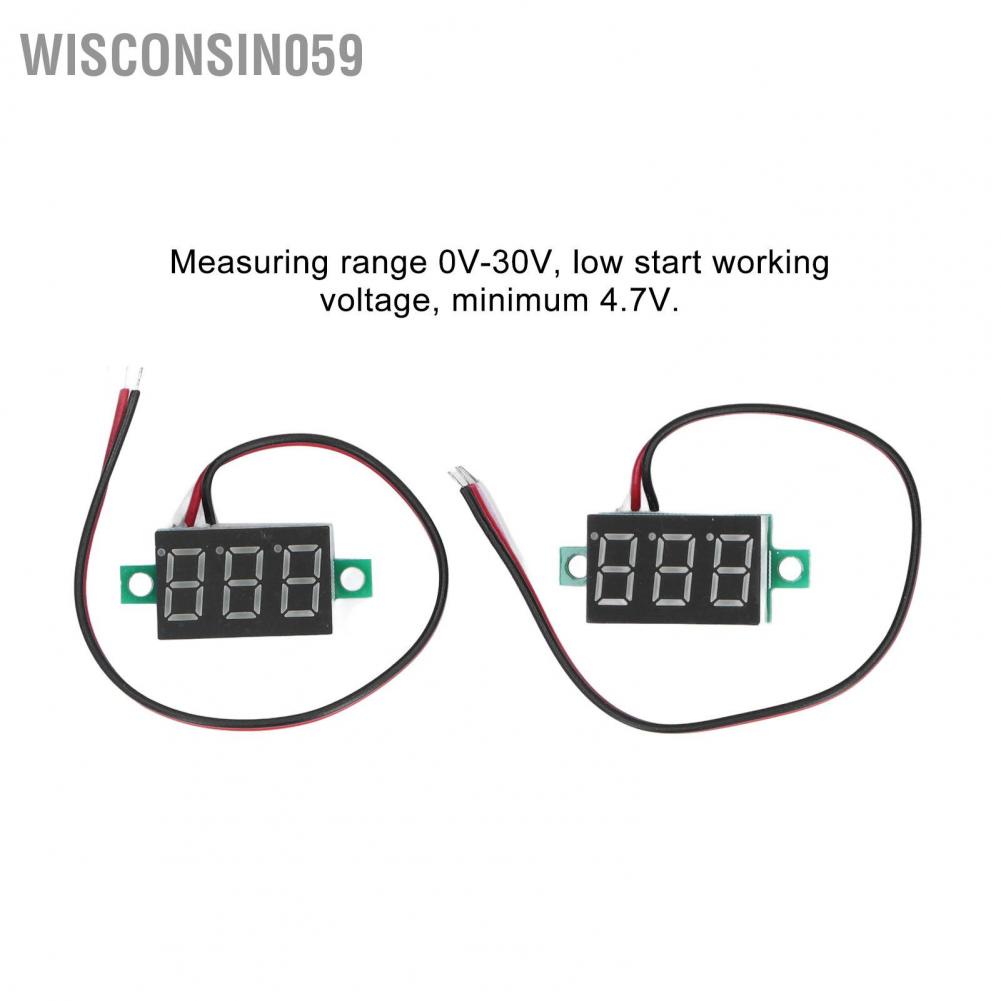 Wisconsin059 2Pcs Digital Voltmeter Voltage Meter 3 Wire 0.36in Green LED Display DC0