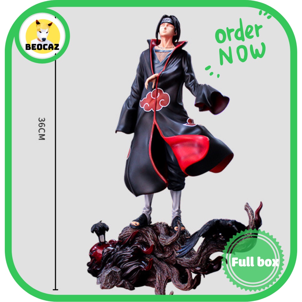 Mô hình Uchiha Itachi Akatsuki có đế quạ màu tím xanh lửa đỏ đen mẫu to 36cm đồ chơi trưng bày Naruto Beocaz