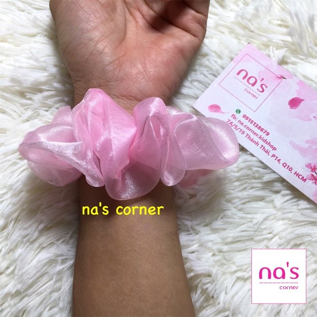 [HOT TREND] Scrunchies cột tóc voan kính trơn hot trend size nhỏ buộc tóc vải