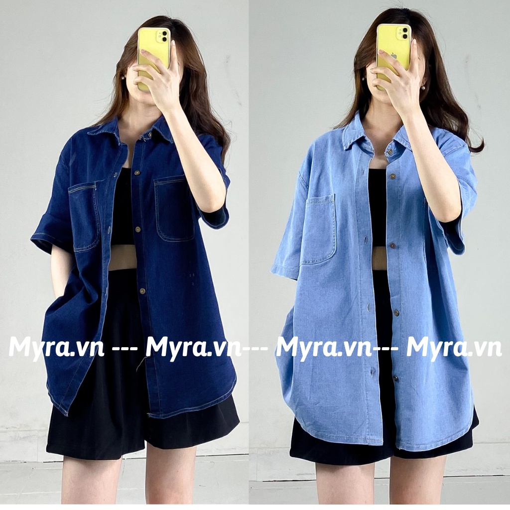 Áo sơ mi jean Myra cộc tay - 5037Somibococtay