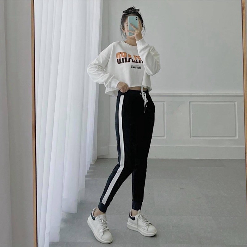 [Mã SKAMA06 giảm 8% tối đa 50K đơn 250K] Quần jogger thun bo chân phối sọc (Hình thật)