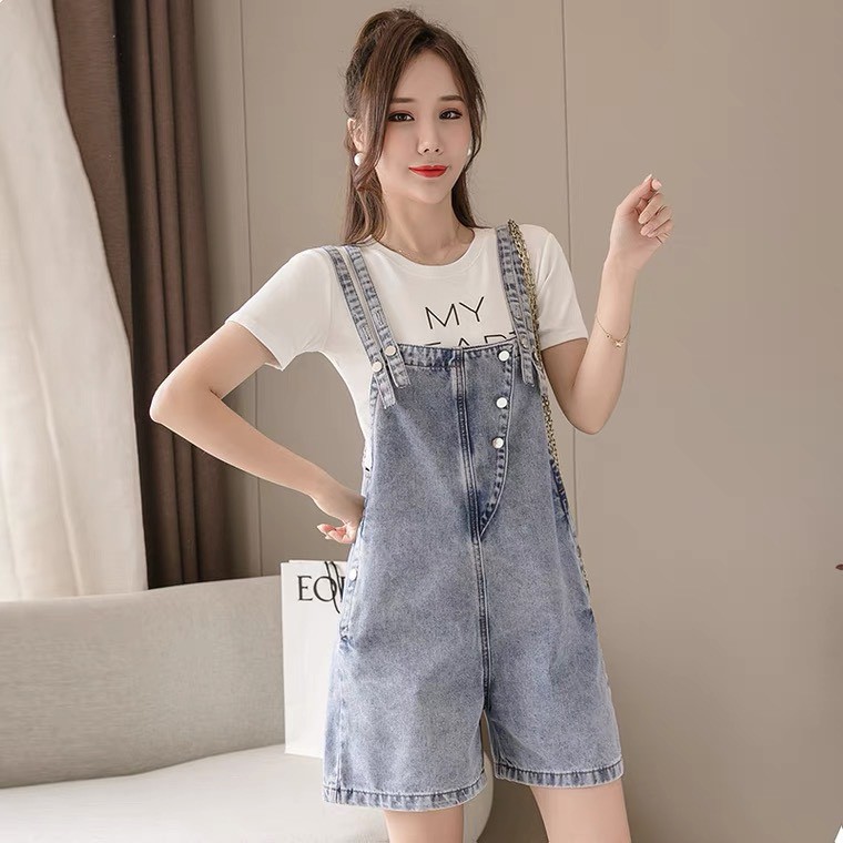 Quần yếm nữ King168, yếm short nữ co dãn nhẹ mẫu mới DC13