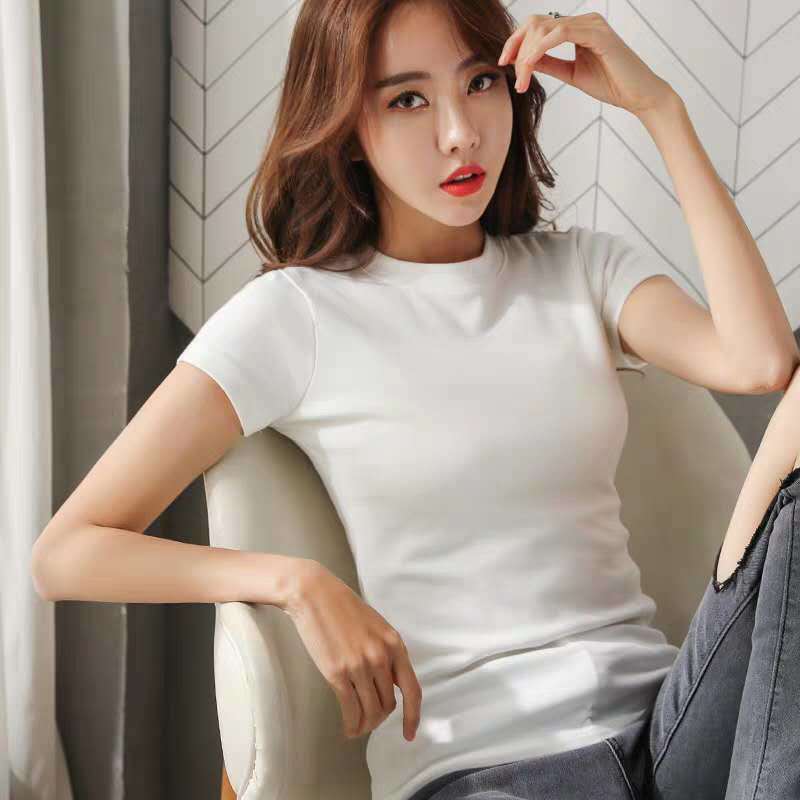 Áo Thun Tay Ngắn Màu Trơn Phong Cách Hàn Quốc Dành Cho Nữ | BigBuy360 - bigbuy360.vn