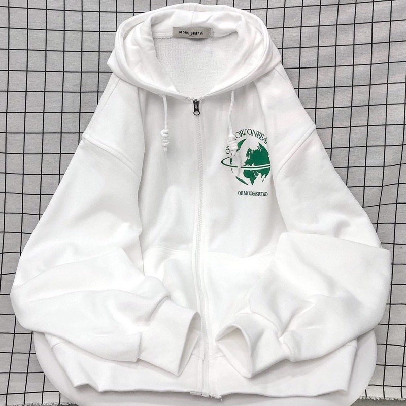 Áo Khoác Hoodie Zip ONE Vải Nỉ Bông Form Rộng