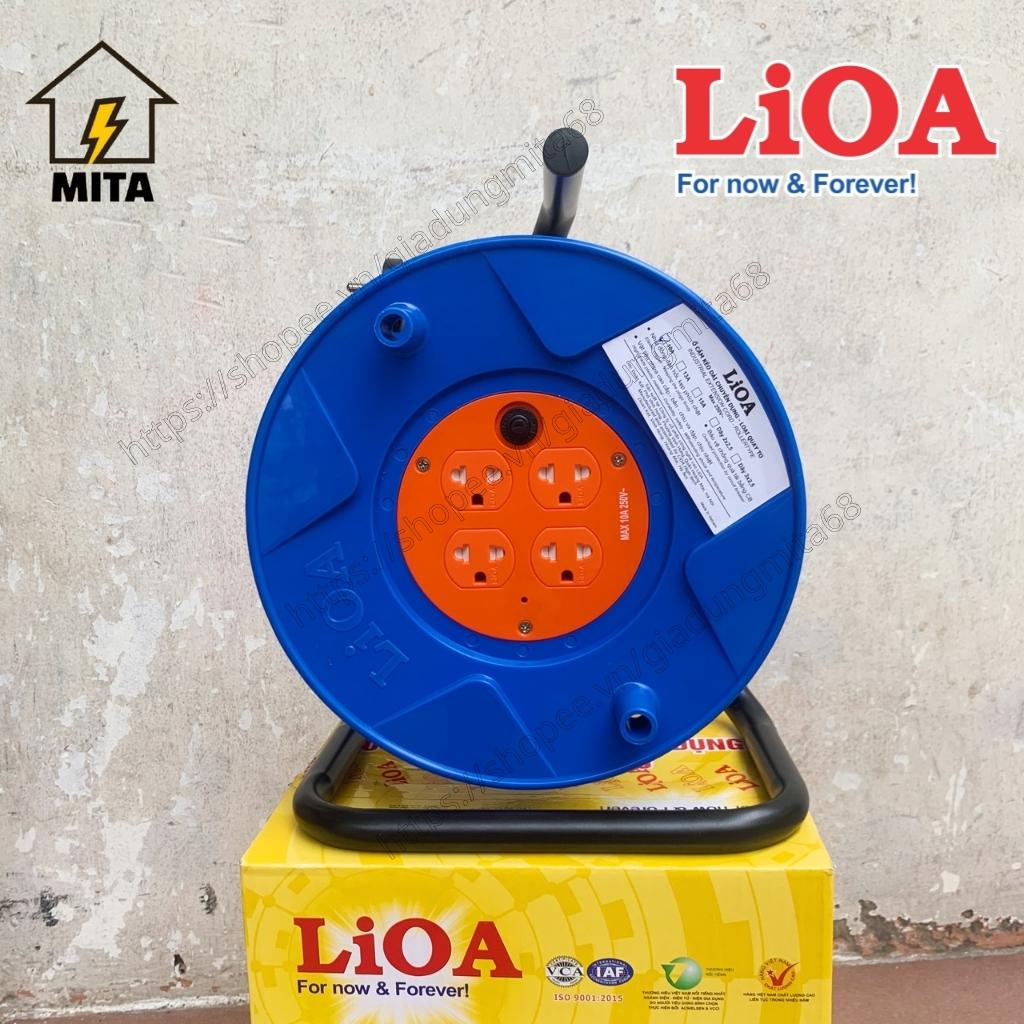 Ổ Cắm Kéo Dài Quay Tay Kiểu RULO LiOA NEW 4 Ổ cắm Công suất 15A Dây 30m