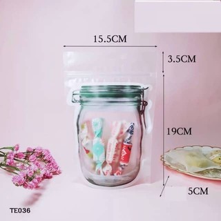 (Set 10 túi) Túi zip đựng bánh kẹo hình lọ thủy tinh