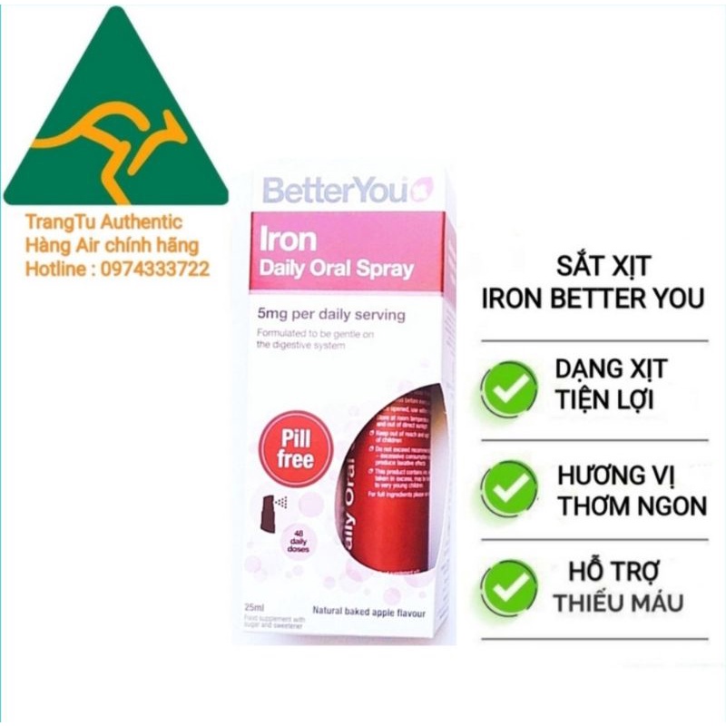 Sắt xịt Iron Gold Drops Better You Anh 25ml