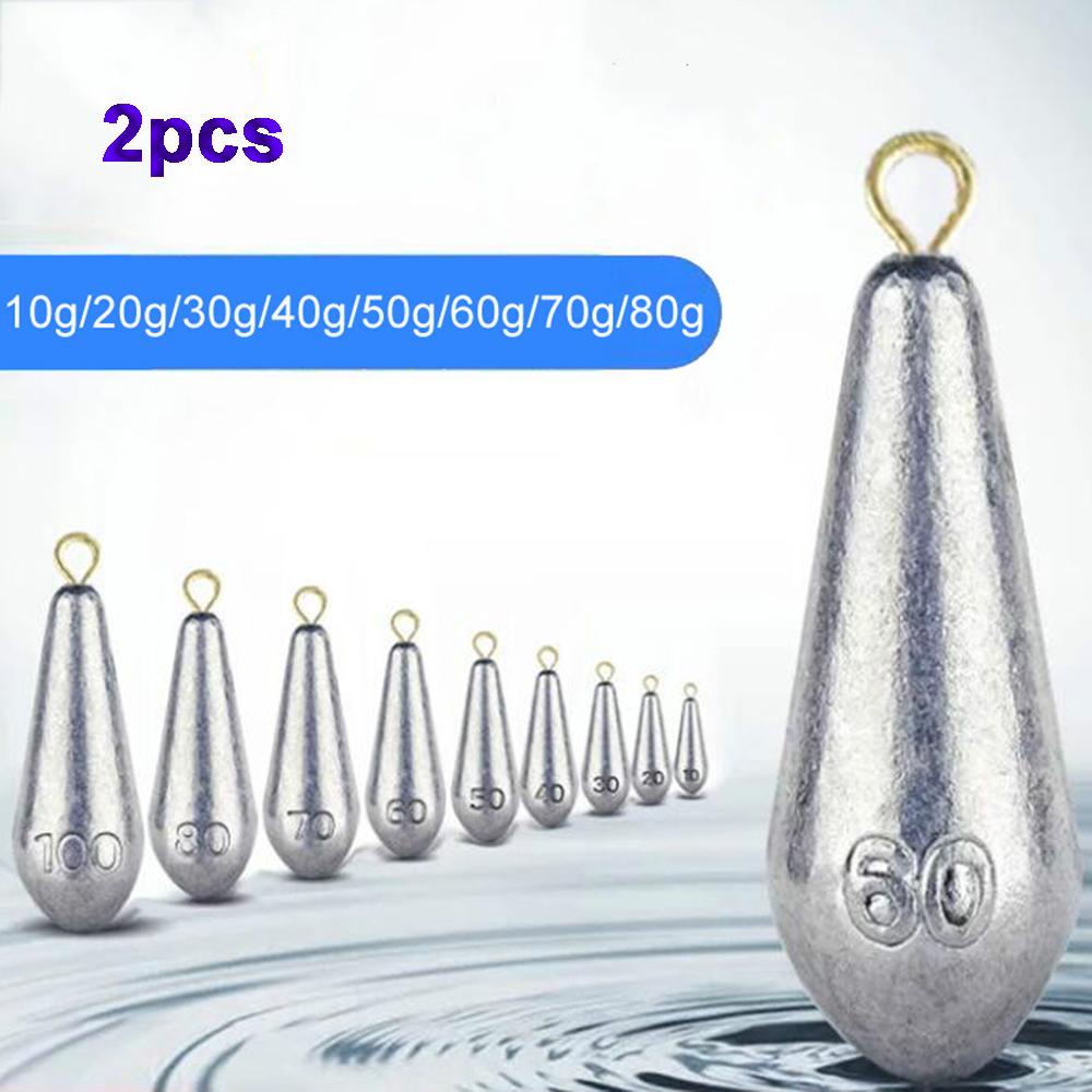 ELLSWORTH Set 2 Mồi Câu Cá Giả Hình Giọt Nước Bằng Chì