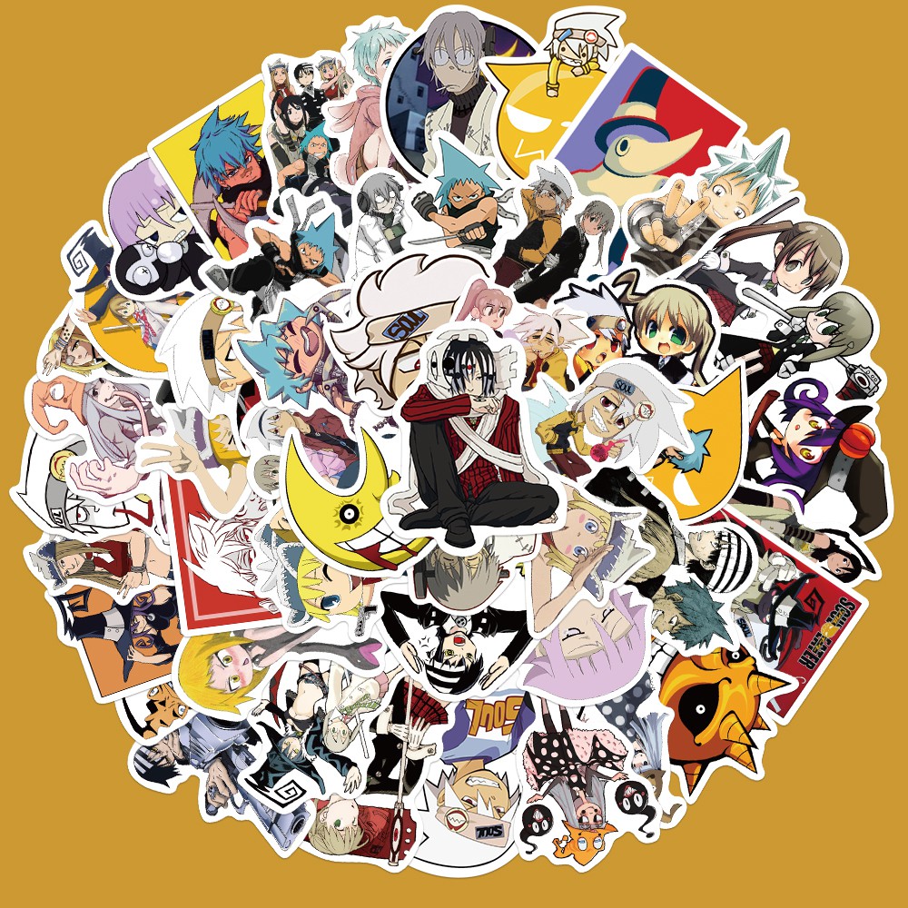 Bộ 50 miếng dán nhựa PVC chống thấm nước hình nhân vật hoạt hình Soul Eater