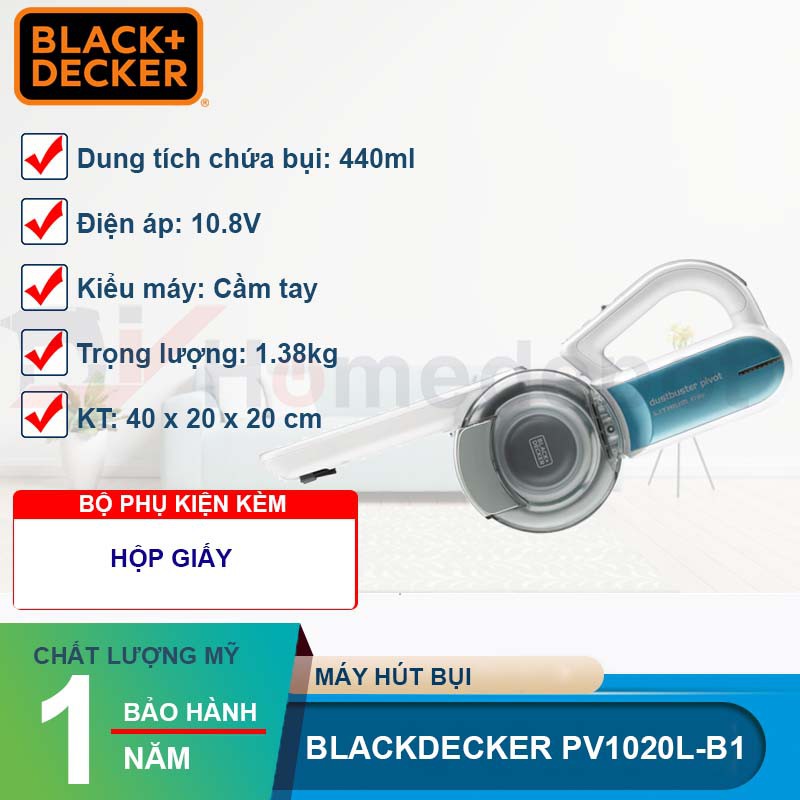 Máy hút bụi dùng pin Black&amp;Decker PV1020L