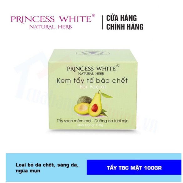 [CHÍNH HÃNG] KEM TẨY TẾ BÀO CHẾT DA MẶT TRÁI BƠ PRINCESS WHITE DATE MỚI NHẤT