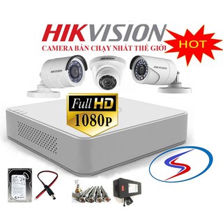 Bộ camera hikvision 3 mắt full hd 1080p, hdd 250gb