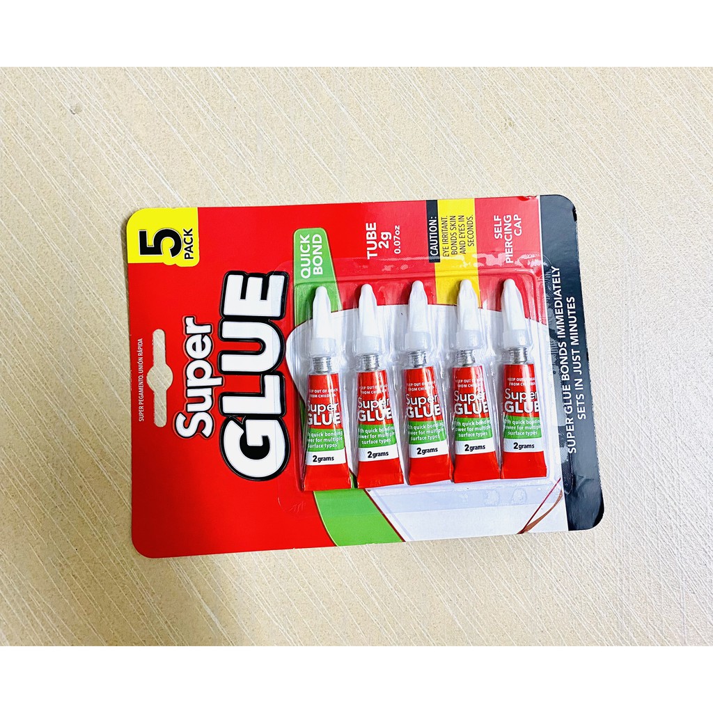 BỘ 5 ỐNG KEO ĐA NĂNG DÁN GỖ NHỰA SẮT KIM LOẠI DÉP, combo 5 tuýp keo siêu dính nhanh khô super glue quick bond