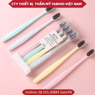 Bàn chải đánh răng , hộp 4 nhíp bàn chải đánh răng than hoạt tính lông mềm cao cấp