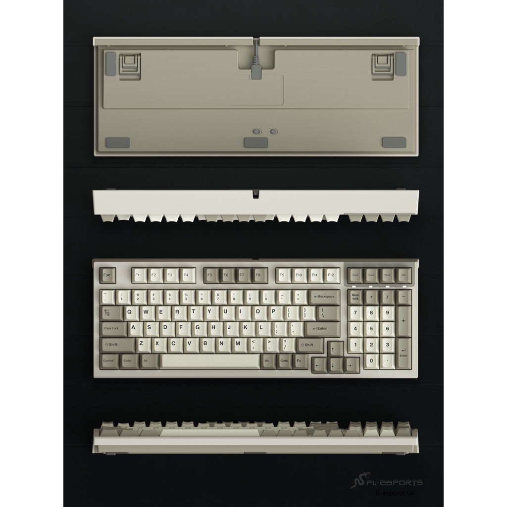Bàn phím cơ FL-Esports FL980CPS Retro Grey 1 Mode - Hàng chính hãng