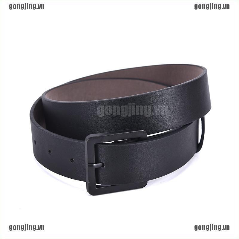 GJ Fashion Women Casual Leather Slim Waist Belt Leather Waistband Pin Buckle Black VN