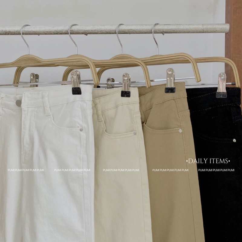 Quần baggy jean nữ túi trước nhiều màu size SML Pumi