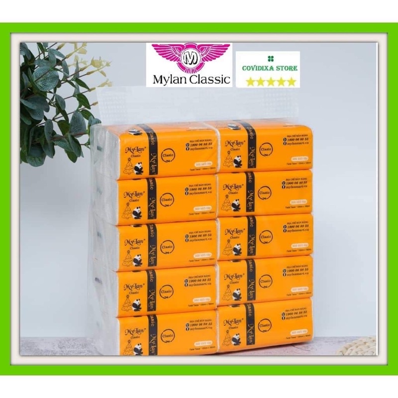 1xách 10gói khăn giấy ăn/khăn rút mylan gấu trúc chính hãng 1gói/300tờ date xa